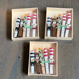 Set of 3 Container Store Holiday Clips for cards/art New in Boxes!